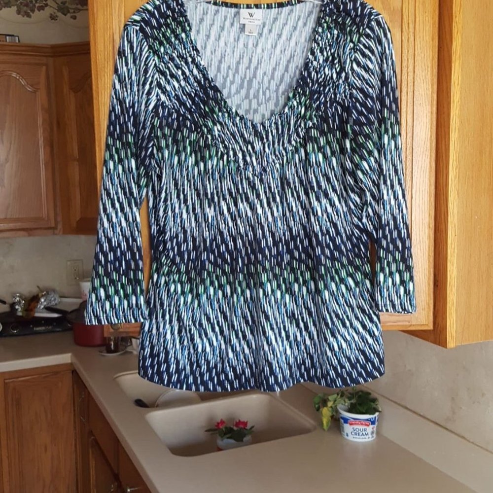 WORTHINGTON STRETCH WOMENS TOP BLOUSE SIZE L